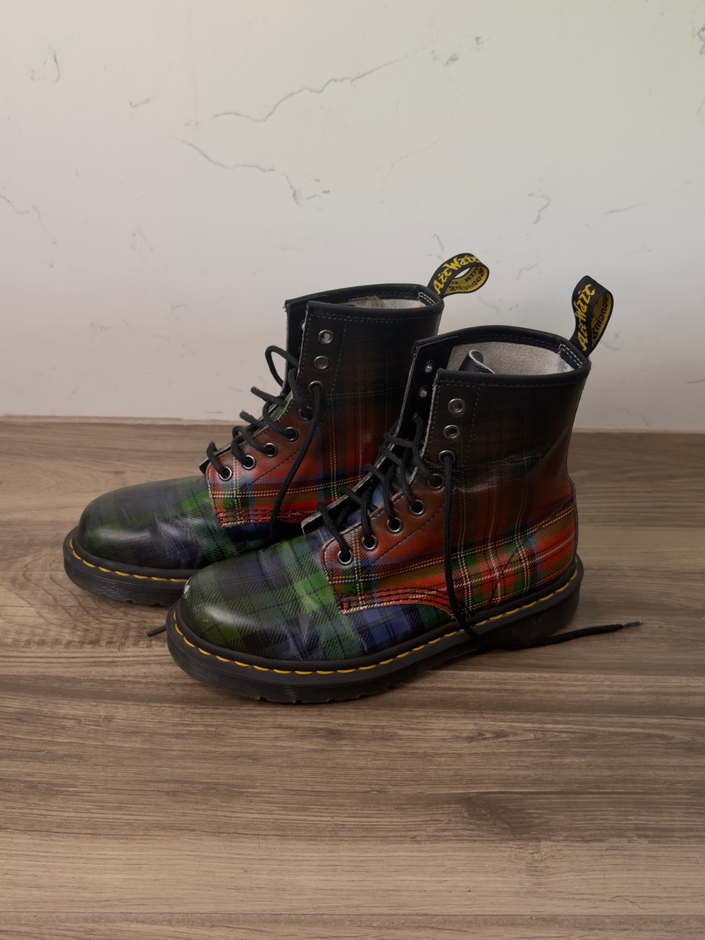 Dr. Martens 1460 TARTAN LEATHER LACE UP BOOTS Size 7 - Picture 7 of 14